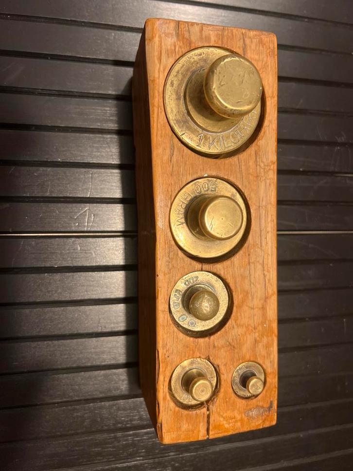 Oude Weegschaal Gewichten Set, Antiek en Kunst, Antiek | Koper en Brons, Koper, Ophalen of Verzenden