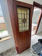Deur binnen hout glas in lood, Doe-het-zelf en Verbouw, Deuren en Horren, Gebruikt, Minder dan 80 cm, Binnendeur, Ophalen of Verzenden