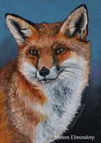 Origineel Handgeschilderd Schilderijtje Vos 18 x 13 cm Kunst, Ophalen of Verzenden