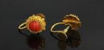 Bloedkoraal 14k gouden set dames oorbellen antiek vintage, Sieraden, Tassen en Uiterlijk, Antieke sieraden, Ophalen of Verzenden
