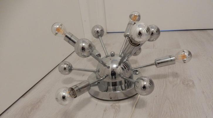 Sputnik plafondlamp / Wandlamp jaren 70 Spoetnik, Huis en Inrichting, Lampen | Plafondlampen, Zo goed als nieuw, Metaal, Ophalen of Verzenden