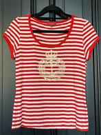 Gestreept Burberry T-shirt met koninklijk heraldisch embleem, Maat 38/40 (M), Ophalen of Verzenden, Zo goed als nieuw, Rood