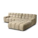 Blokken bank toscane in velours stof taupe 40% korting, Ophalen, Nieuw, Minder dan 150 cm, Vierpersoons of meer