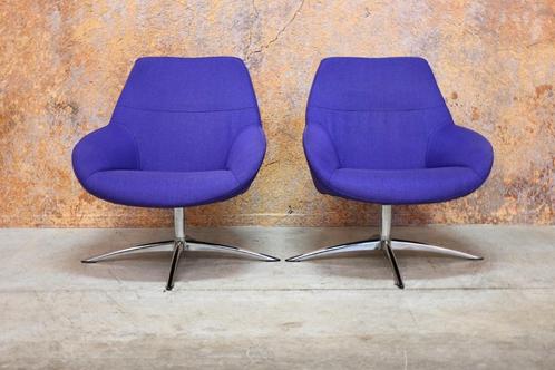 ZGANieuw 2 paarse stoffen Topform draaifauteuils, Huis en Inrichting, Fauteuils, Zo goed als nieuw, Metaal, Stof, 50 tot 75 cm