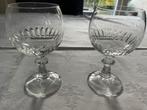 2 Oude Kristallen Wijnglazen - Geslepen Glas, Antiek en Kunst, Antiek | Glas en Kristal, Ophalen