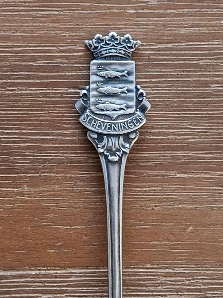 Oud verzilverd lepeltje wapen Scheveningen, Antiek en Kunst, Antiek | Bestek, Ophalen of Verzenden