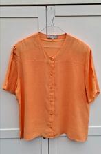 Vintage blouse, maat 42/XL - oranje - streepje/ribbeltje -, ., Oranje, Ophalen of Verzenden, Vintage