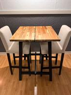 Stevige IKEA bartafel met massief houten blad + 2 barkrukken, Huis en Inrichting, Ophalen of Verzenden, Gebruikt