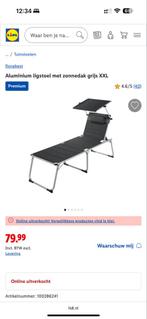 2 stukken- Florabest Ligbed met Zonnedak -Zo goed als nieuw!, Ophalen of Verzenden, Nieuw, Aluminium, Verstelbaar