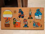 Originele vintage Sesamstraat Houten Puzzel 1985, 2 tot 4 jaar, Gebruikt, Ophalen of Verzenden, Van hout