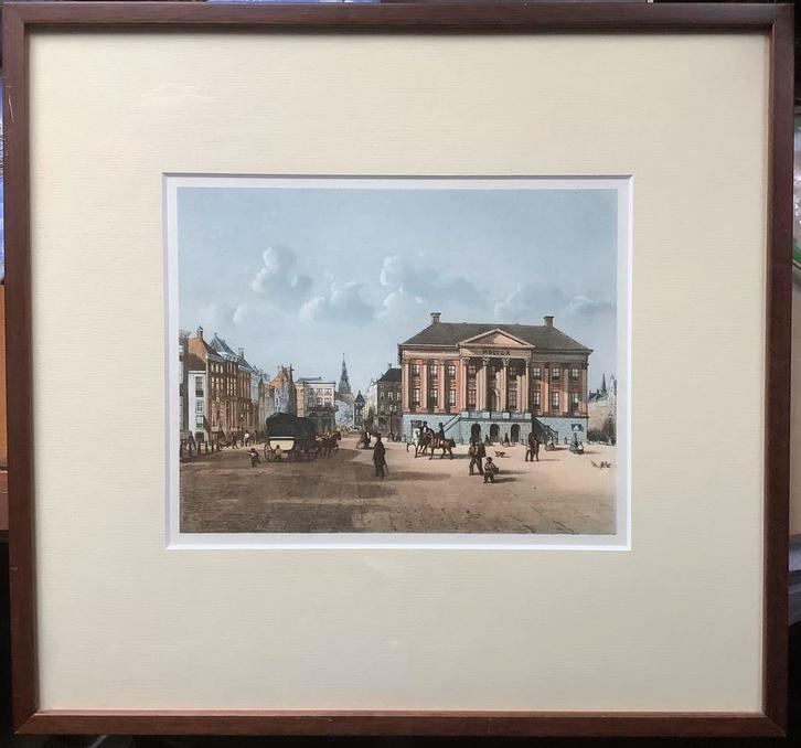 Groningen, Grote Markt, Stadhuis, Prooijen, Last, litho, Antiek en Kunst, Kunst | Schilderijen | Klassiek, Ophalen of Verzenden