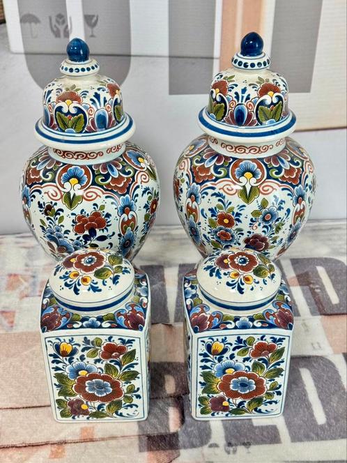 1950-1960 Antiek Delft Delfblauw keramiek Dekselvazen potten, Antiek en Kunst, Antiek | Keramiek en Aardewerk, Ophalen of Verzenden