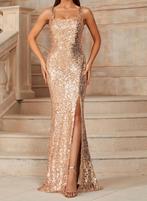 Gouden Glitter Jurk M/L, Geel, Zo goed als nieuw, Boven de knie, Ophalen