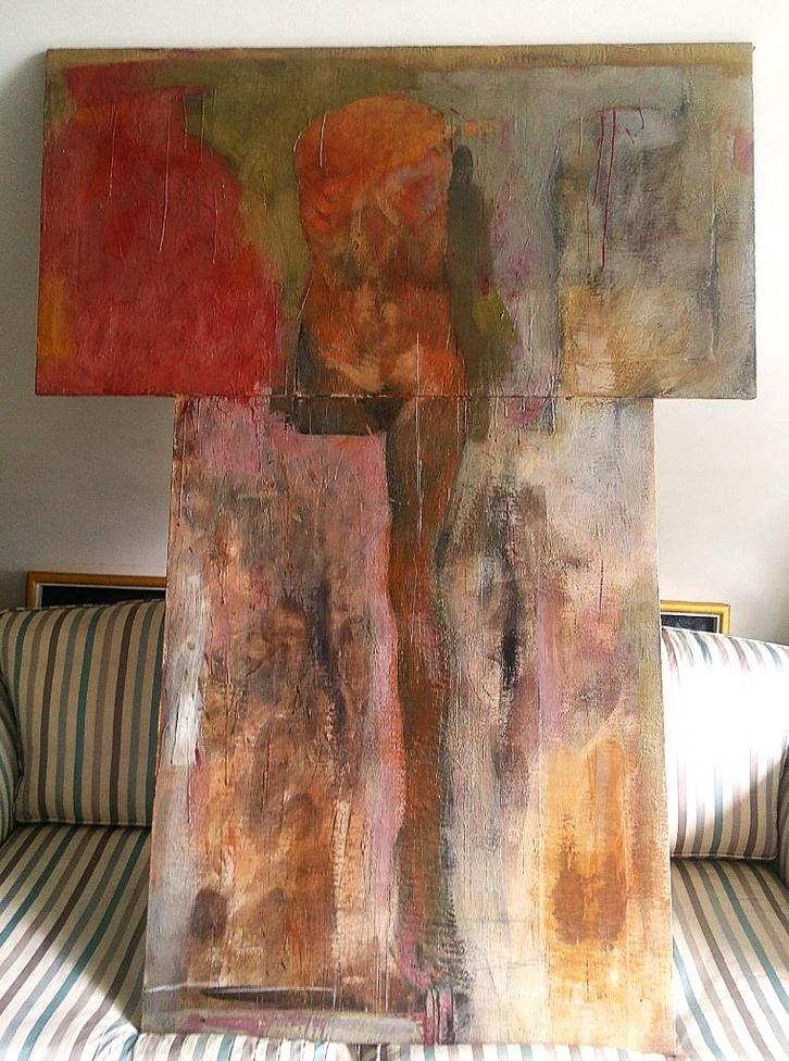 Santa Caterina da ...... 2-luik Tors en 1 been - M. Karasick, Antiek en Kunst, Kunst | Schilderijen | Klassiek, Ophalen of Verzenden