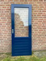 Meranti Stompe Deur met Glas, Doe-het-zelf en Verbouw, Ophalen, Gebruikt, 80 tot 100 cm, Buitendeur