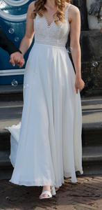 Trouwjurk (BOHO) kant maat S, Ophalen of Verzenden, Zo goed als nieuw, Wit, Trouwjurk