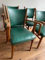 Retro design eetkamer stoelen | Groen | 4 stuks, Hout, Vier, Gebruikt, Ophalen