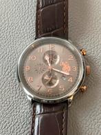 U.S. Polo Assn. Heren Polshorloge met Lederen Band, Overige merken, Staal, Polshorloge, Ophalen of Verzenden