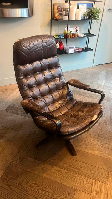 Vintage lederen / leren stoel / fauteuil