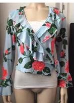 Vest bolero ruches intuition blauw blouses roze roosjes 36/S, Kleding | Dames, Blauw, Intuition by cd fashion, Ophalen of Verzenden