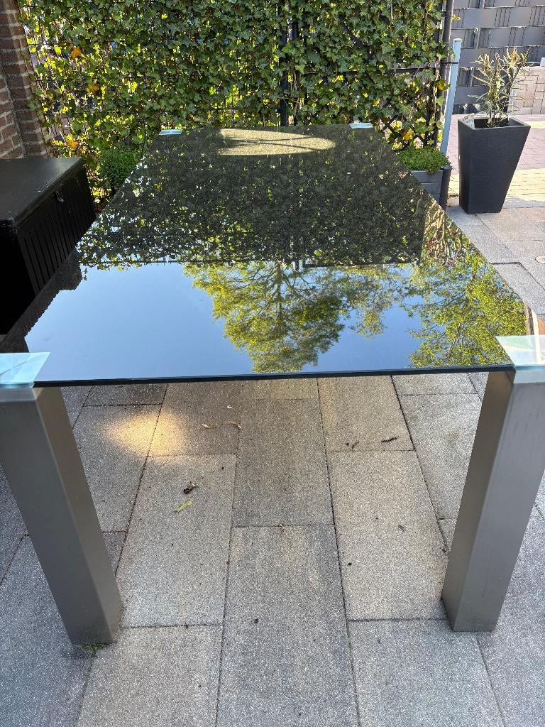 Mooie designer glazen eettafel, Huis en Inrichting, Tafels | Eettafels, Gebruikt, 200 cm of meer, 50 tot 100 cm, Vijf personen of meer
