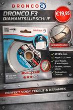🔥 DRONCO Diamantslijpschijf F3 Ø 125x22,23 mm - Nieuw, Ophalen of Verzenden, Nieuw, Minder dan 700 watt, Overige typen