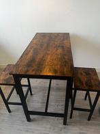 Superaanbieding! Mooie houten bartafel met twee stoelen., Huis en Inrichting, Ophalen, Zo goed als nieuw