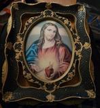 Antiek Schilderij van Jezus met Heilig Hart in Sierlijke, Ophalen of Verzenden