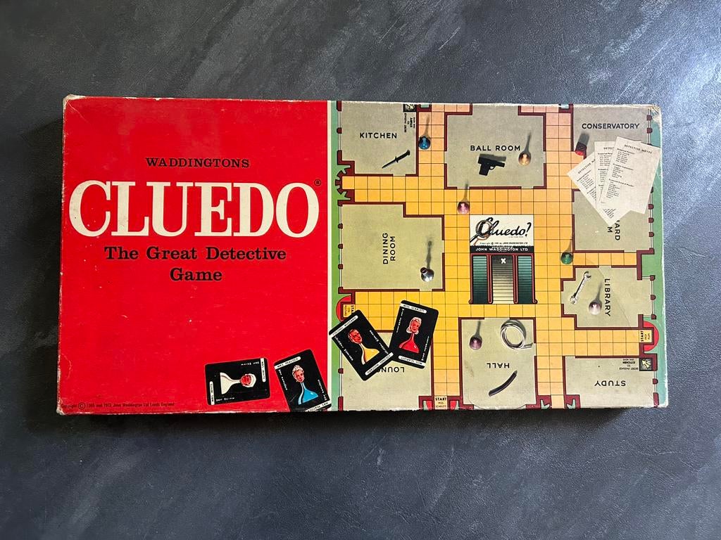 Vintage Waddingtons Cluedo The Great Detective Game, Vijf spelers of meer, Ophalen of Verzenden, Gebruikt