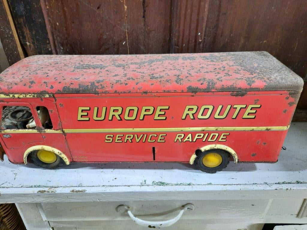 Oude bus speelgoed blikken ijzeren autobus auto, Antiek en Kunst, Antiek | Speelgoed, Ophalen of Verzenden