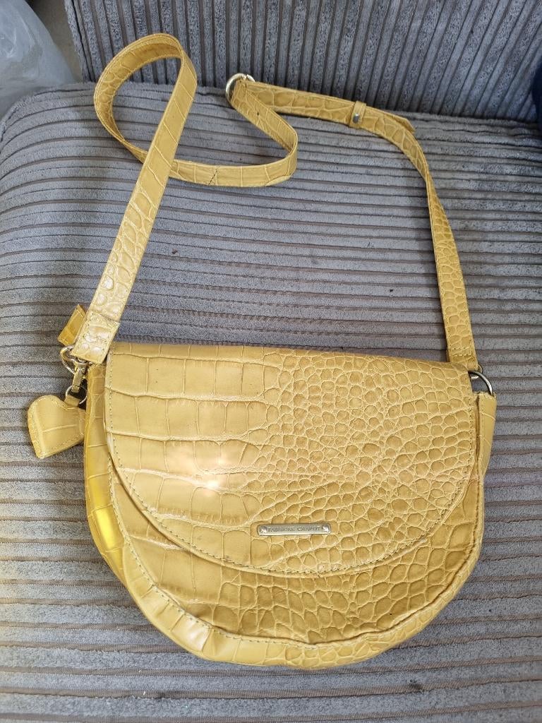 Leuk geel Fabienne Chapot tasje leer, Ophalen of Verzenden, Zo goed als nieuw, Geel, Schoudertasje