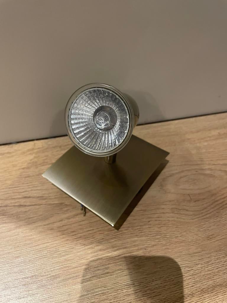 Messing plafondspot, Ophalen, Halogeen, Metaal of Aluminium, Zo goed als nieuw