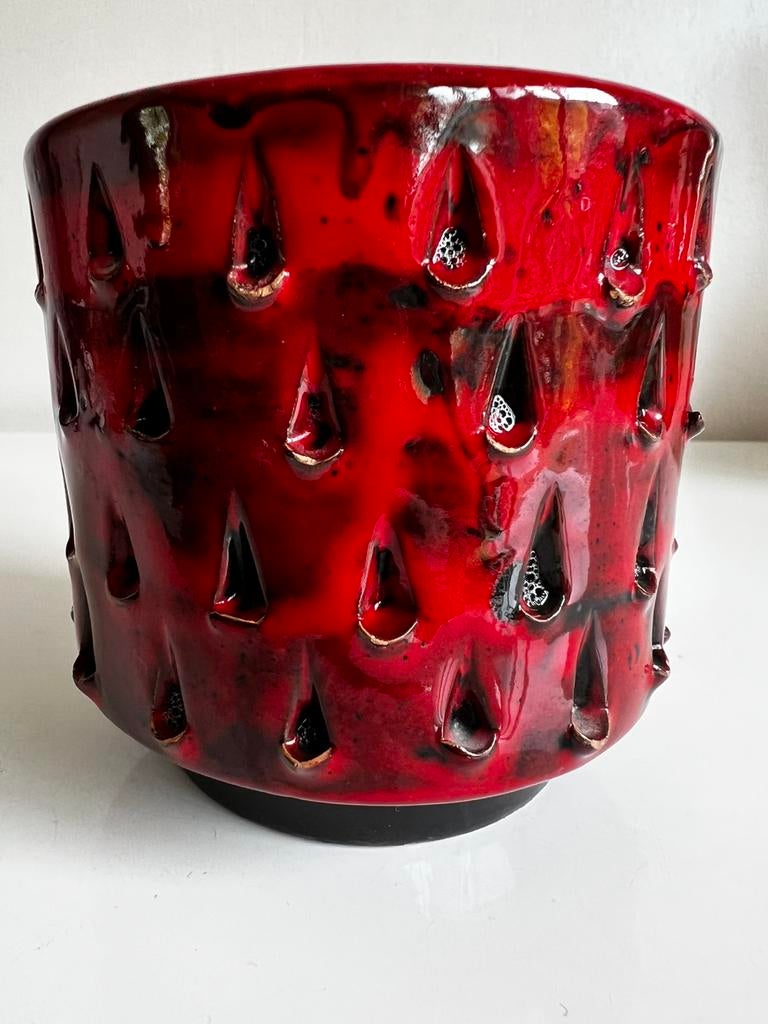 Vintage Fratelli Fanciullacci Bloempot Fragola Rood 60’s, Antiek en Kunst, Antiek | Keramiek en Aardewerk, Ophalen of Verzenden