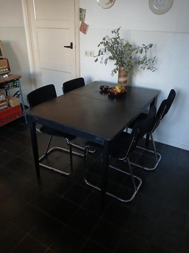 Vintage eetkamertafel uitschuifbaar, Ophalen, Gebruikt, 100 tot 150 cm, 50 tot 100 cm