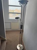 Staande zilverkleurige lamp met leeslamp, Ophalen of Verzenden, Gebruikt, Metaal, 150 tot 200 cm