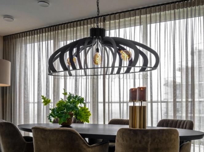 Stalen ovale hanglamp, Huis en Inrichting, Lampen | Hanglampen, Zo goed als nieuw, Minder dan 50 cm, Metaal, Ophalen