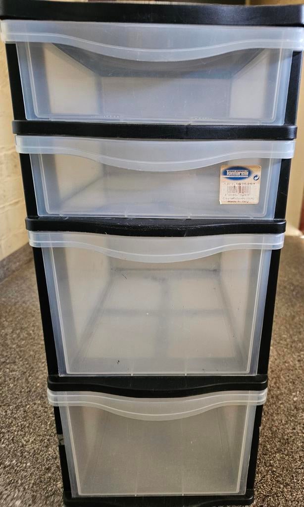 Kunststof ladeblok met 4 transparante laden, Ophalen, Gebruikt, 100 tot 150 cm, Modern, Functioneel