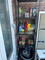 Metalen stellingkast met glazen planken, Ophalen, Gebruikt