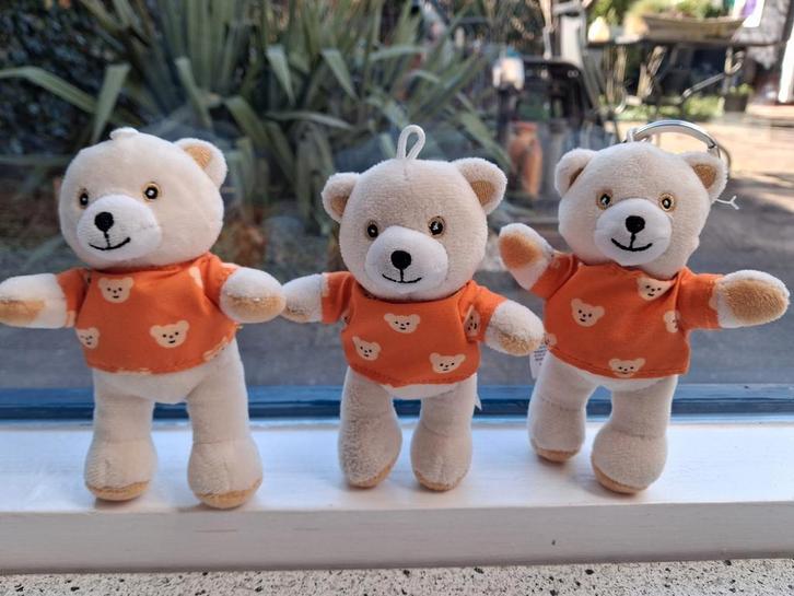 3 x Sleutelhanger Robijn beertje Robijntje oranje shirtje, Kinderen en Baby's, Speelgoed | Knuffels en Pluche, Zo goed als nieuw