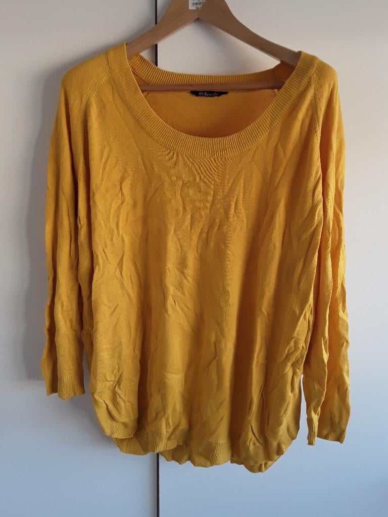 MS Mode Mosterd Gele Trui Met Brede Hals Maat XL, Geel, Maat 46/48 (XL) of groter, Ophalen of Verzenden, Zo goed als nieuw