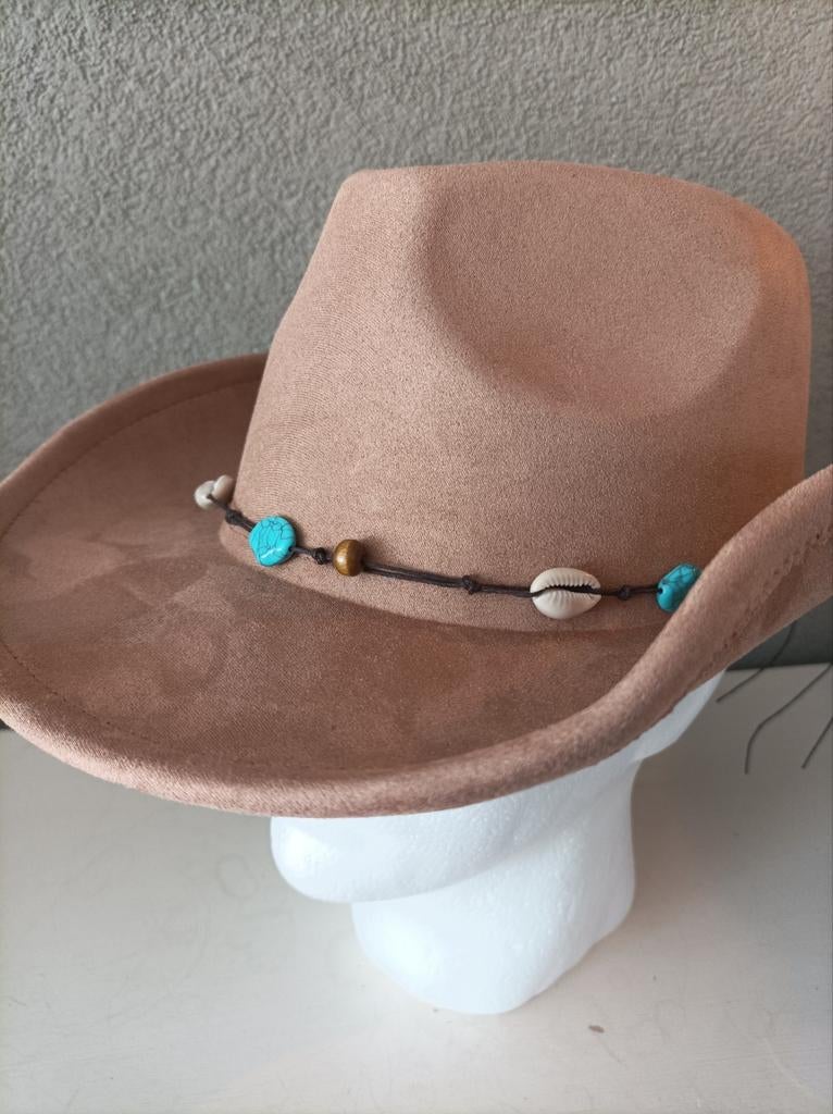 Western Hoed Ibiza Style Suede Look Unisex 58 cm, Ophalen of Verzenden, Zo goed als nieuw, 58 cm (L, 7¼ inch) of meer