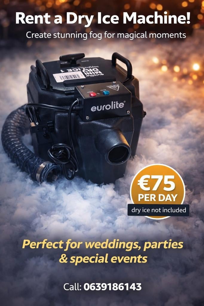 Droogijs machine te huur, laaghangende mist. Dry ice machine, Eén persoon