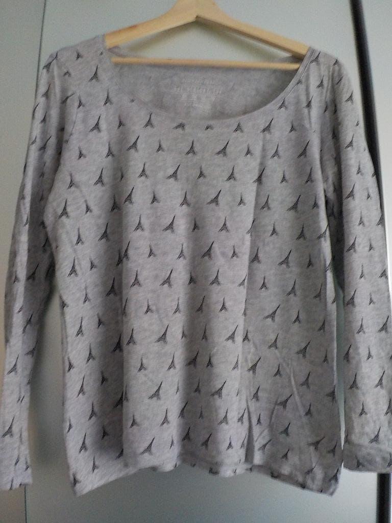 Grijs T-shirt lange mouw met Eiffeltoren print – maat 42, Maat 42/44 (L), Ophalen of Verzenden, Zo goed als nieuw, Lange mouw