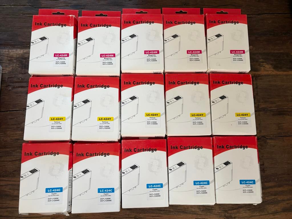 Inktcartridges LC-424 (C, M, Y) voor Brother DCP-J1200W/WE, Inkjetprinter, All-in-one, Ophalen of Verzenden, Draadloos