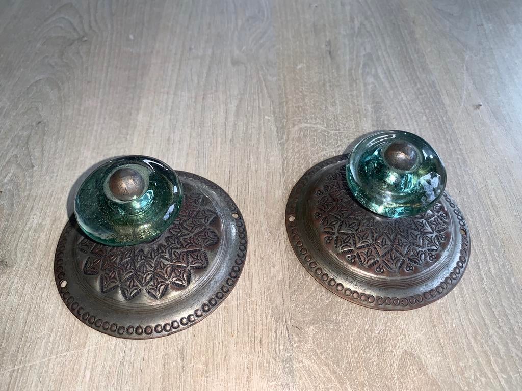 Unieke Libanese deksels met glazen knop - Set van 2, Antiek en Kunst, Ophalen of Verzenden
