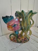 Antiek Vintage Vis Vaas Keramiek Italy Barbotine Majolica, Ophalen of Verzenden
