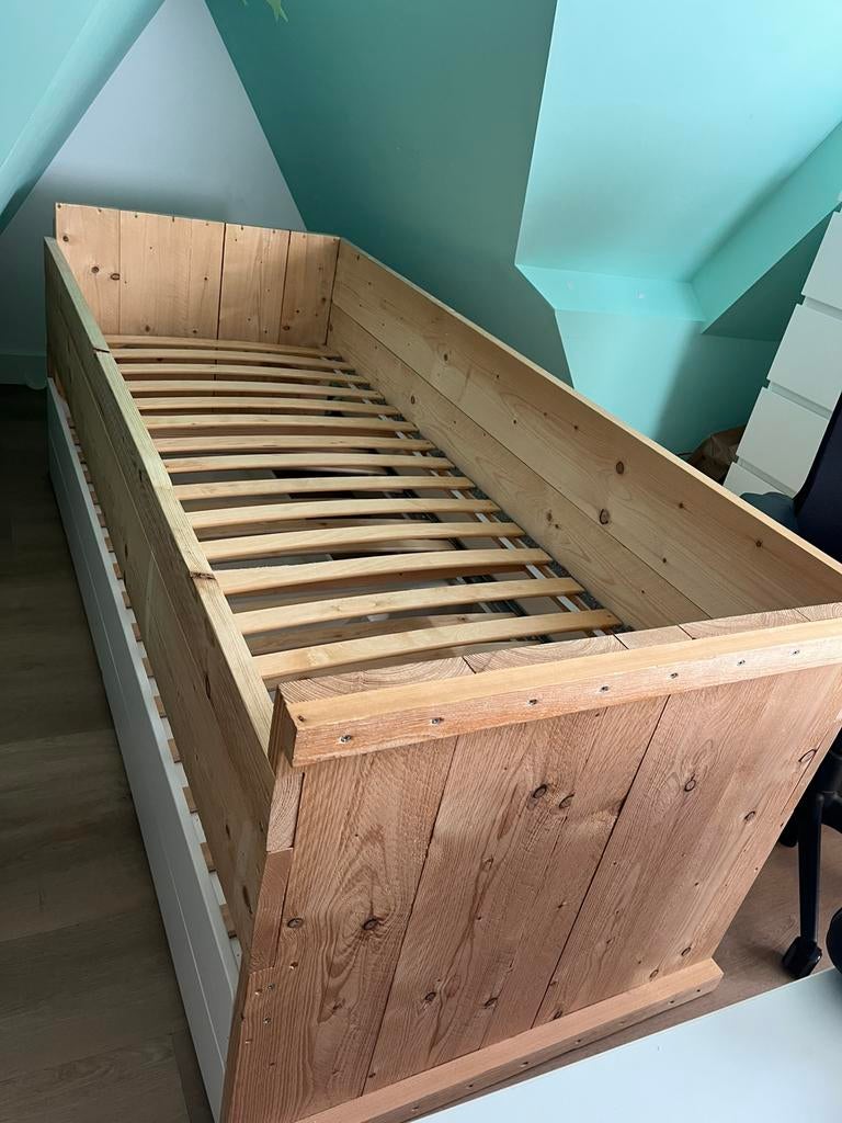Half hoogslaper stijgerhout met onderbed, Ophalen, 85 tot 100 cm, Gebruikt, 180 cm of meer