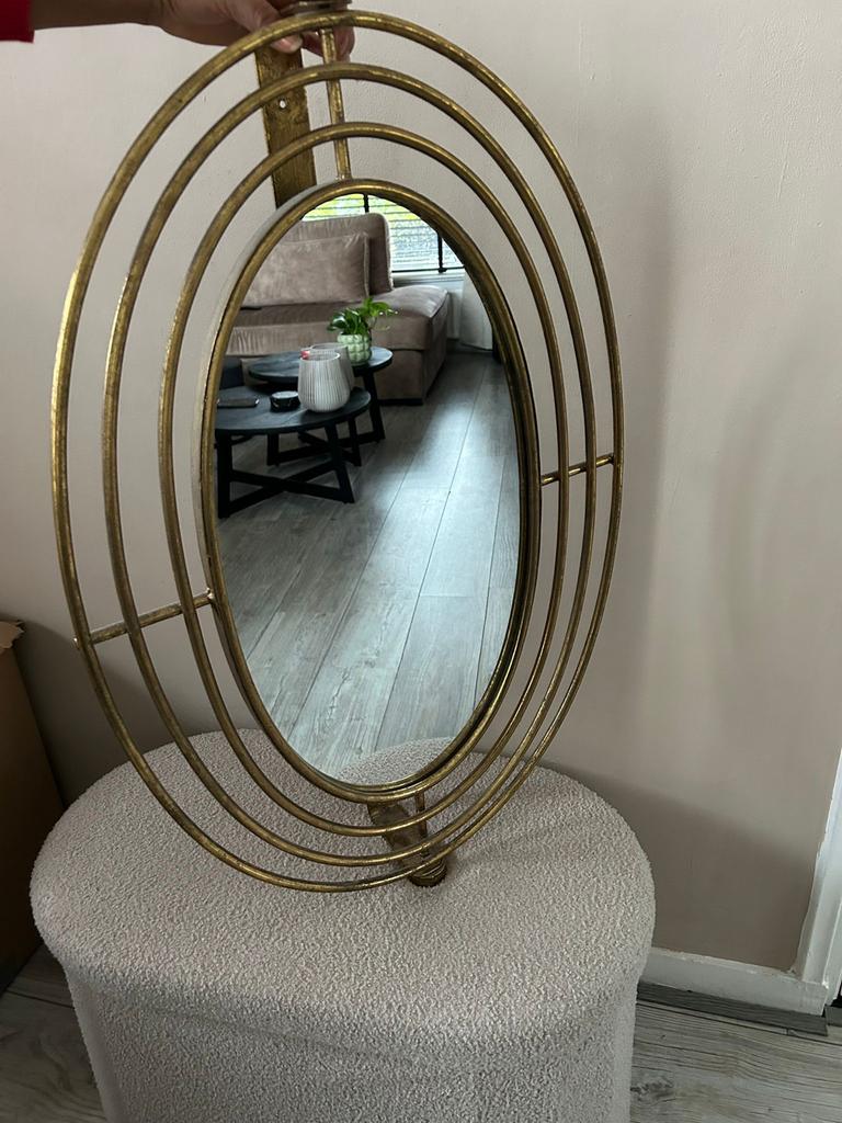 Gouden ovale spiegel, Ophalen, Minder dan 50 cm, Gebruikt, Minder dan 100 cm