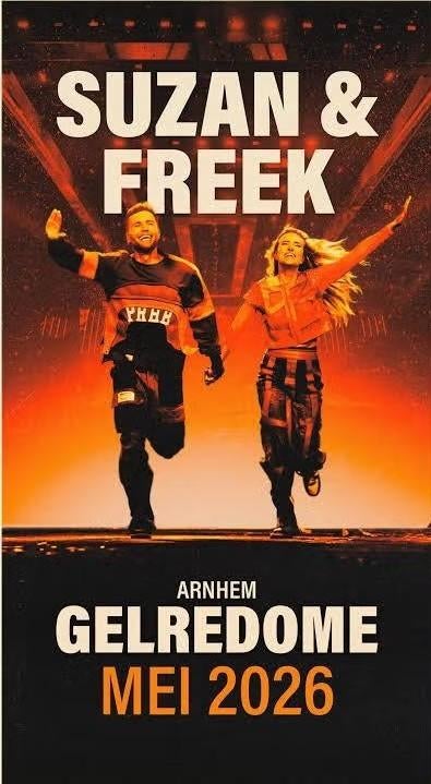 Te koop: 4 tickets Suzan & Freek – Vr. 15 mei - Gelredome, Drie personen of meer, Mei, Pop