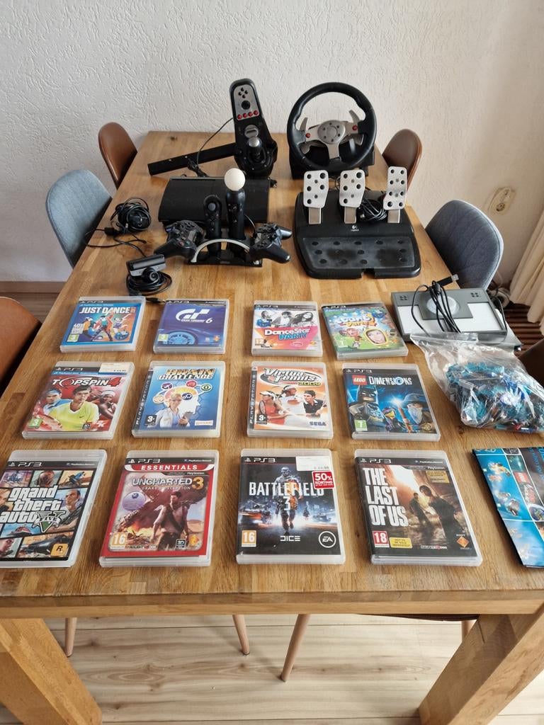 PS3 Complete Set met Spellen en G25 Stuur, Spelcomputers en Games, Ophalen, Gebruikt, 1 speler, Racen en Vliegen
